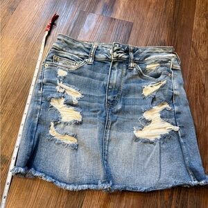 American Eagle Outfitters Ripped Blue Mini Skirt